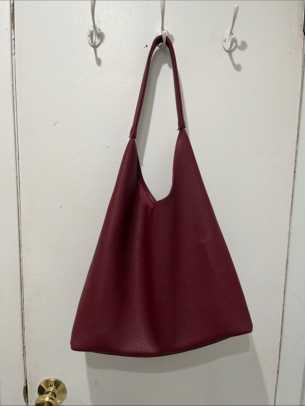 Maroon Pebbled Leather Shoulder Bag